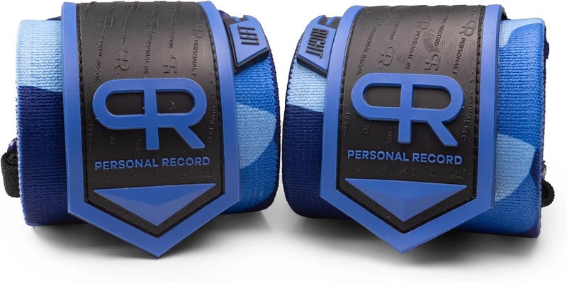 PR Personal Record Heavy Duty Premium Wrist Wraps, More Elasticity, Reinforced Stitching, Extra Wide Strap, Strong Thumb Loop, Larry Wheels Weightlifting Wraps - Image 1